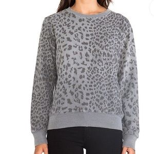 Current Elliot Gray Leopard Print Sweatshirt